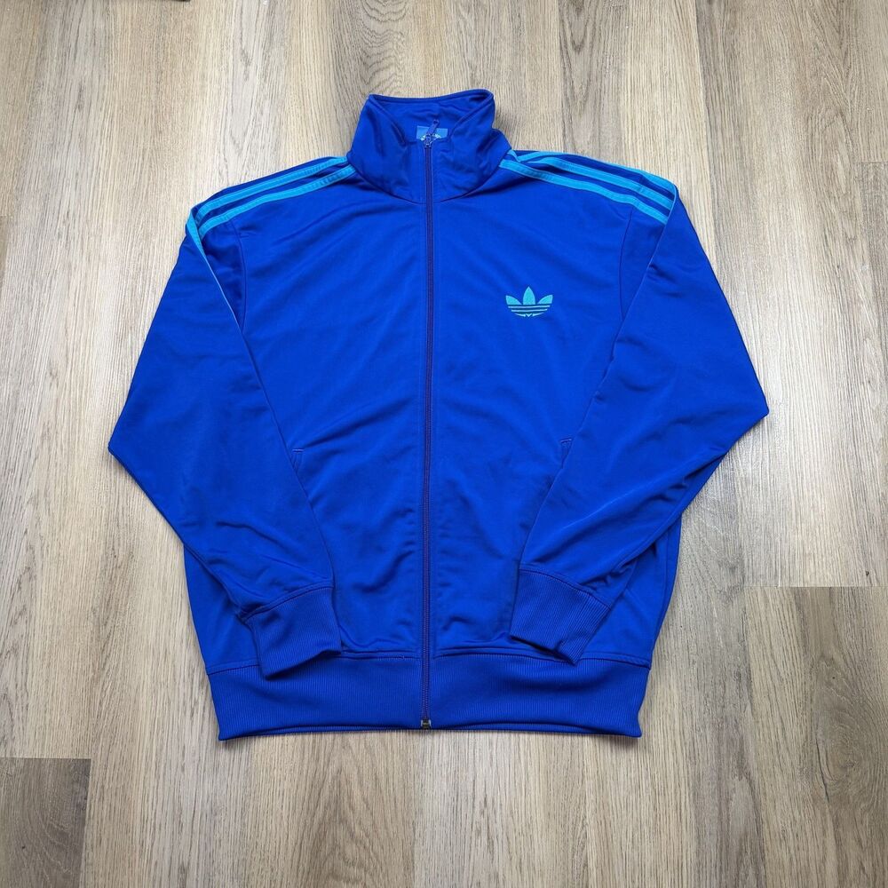 Adidas Originals Track Jacket Mens Large Blue Trefoil 3-Stripes Full Zip Sport